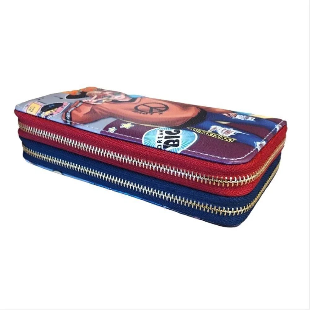 Nikky Teal Red Pop Generation Large Double Zip Around‎ Wallet NWT - Picture 12 of 16